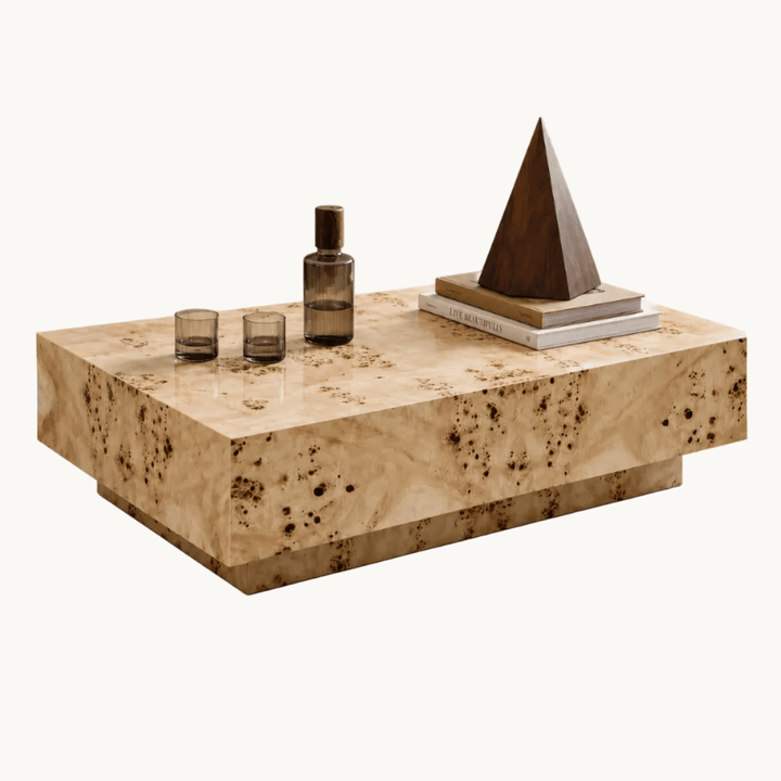 ASPEN – Table Basse Design en Loupe de Bois - AMIRELLI