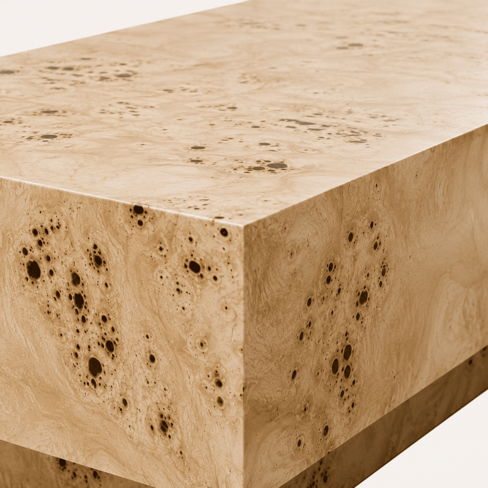 ASPEN – Table Basse Design en Loupe de Bois - AMIRELLI