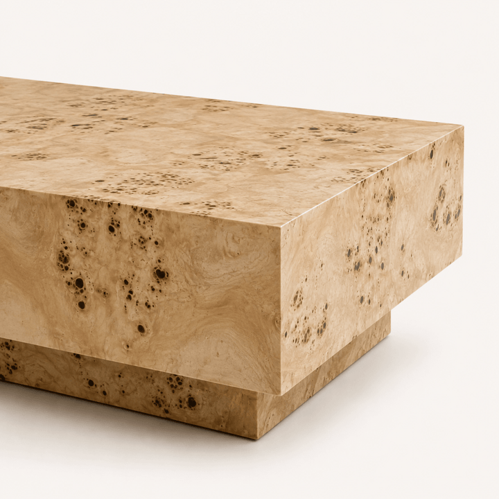 ASPEN – Table Basse Design en Loupe de Bois - AMIRELLI