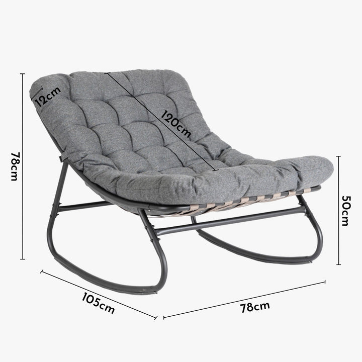 AURORA Fauteuil à bascule en tissu gris pieds en métal noir - AMIRELLI