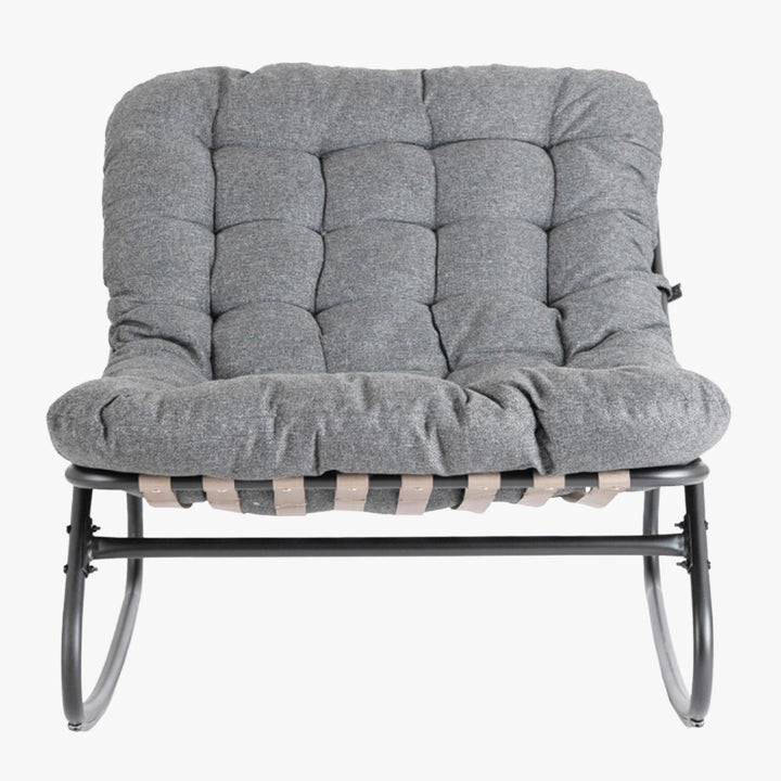 AURORA Fauteuil à bascule en tissu gris pieds en métal noir - AMIRELLI