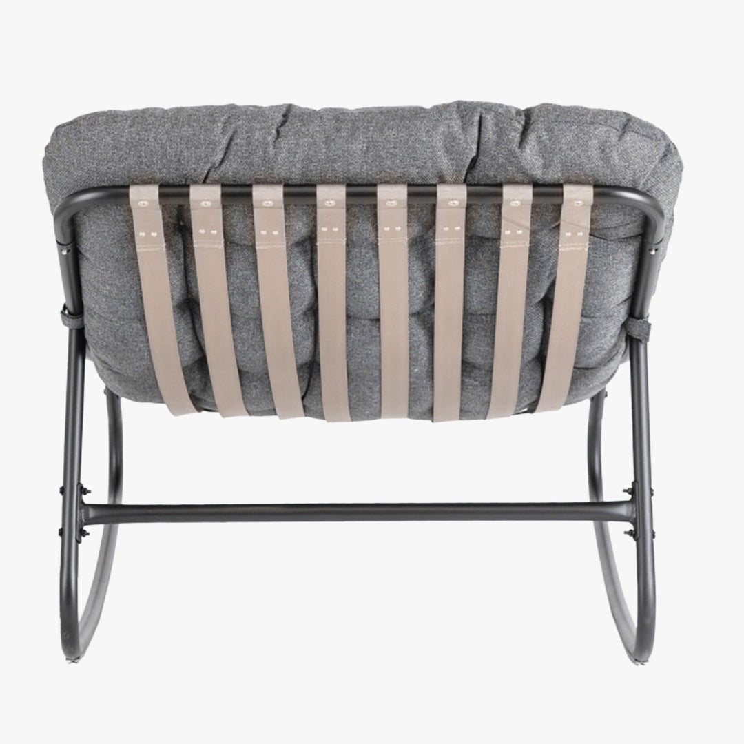 AURORA Fauteuil à bascule en tissu gris pieds en métal noir - AMIRELLI