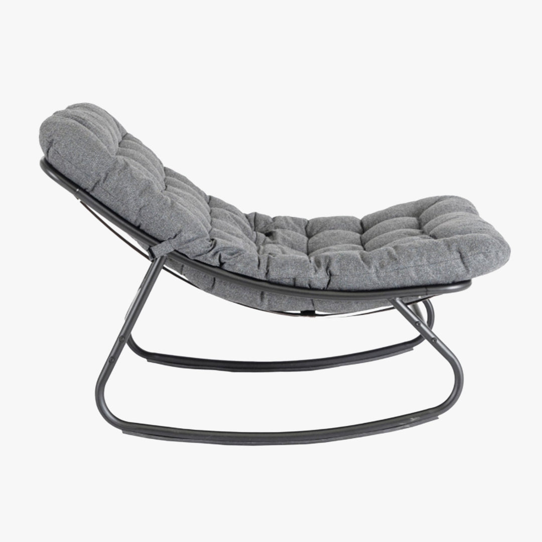 AURORA Fauteuil à bascule en tissu gris pieds en métal noir - AMIRELLI
