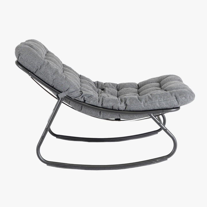 AURORA Fauteuil à bascule en tissu gris pieds en métal noir - AMIRELLI