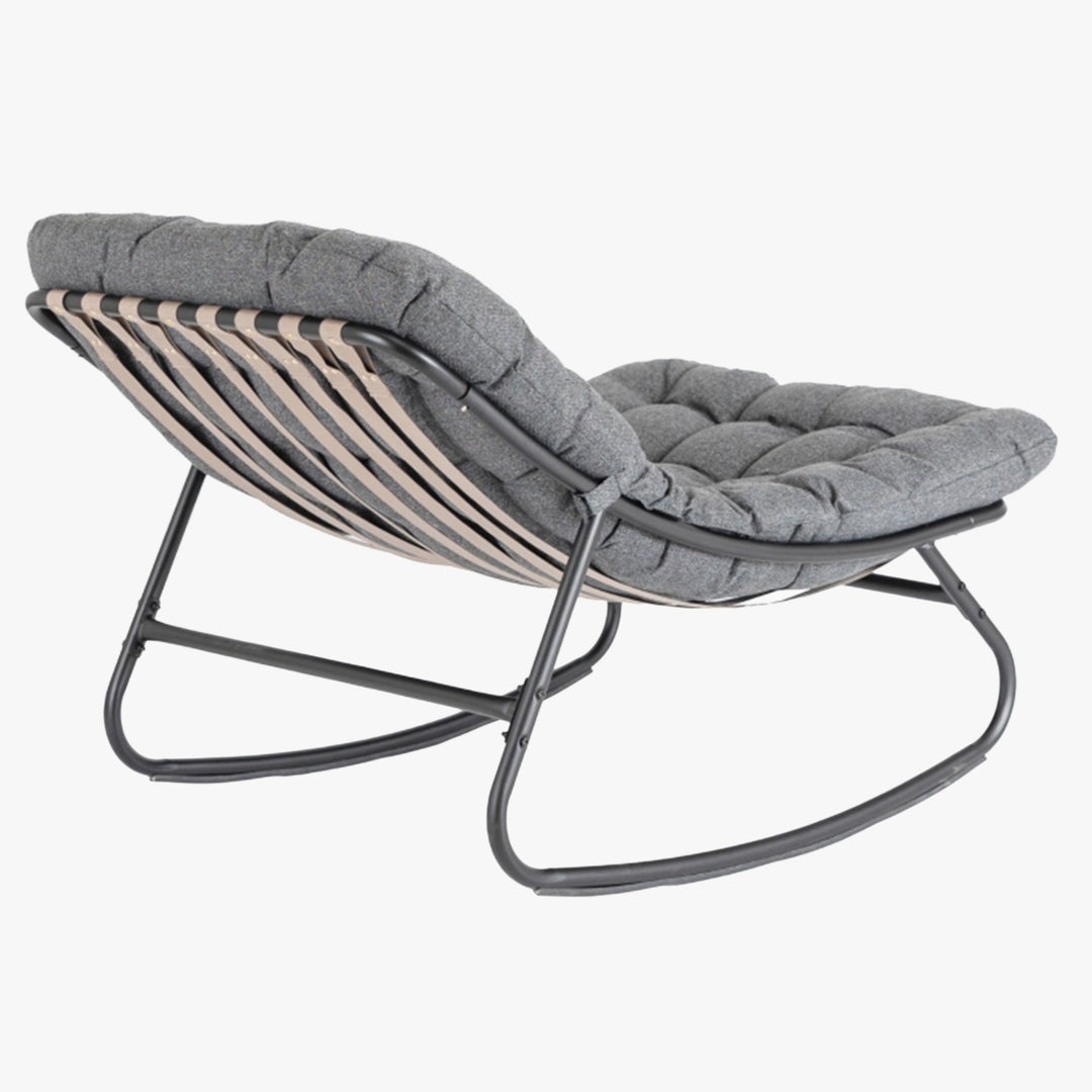 AURORA Fauteuil à bascule en tissu gris pieds en métal noir - AMIRELLI