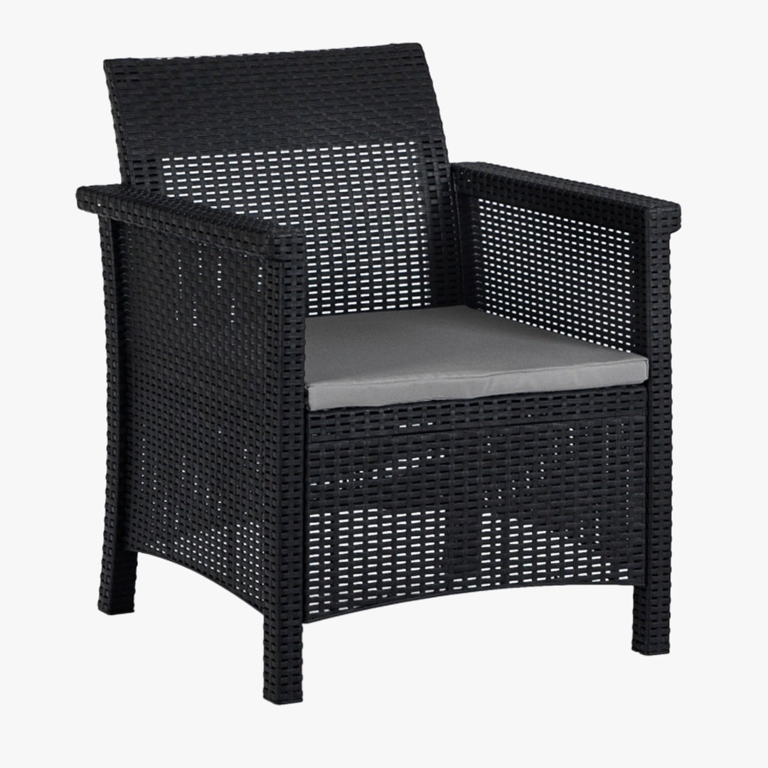 BRENTA Ensemble de mobilier de jardin 4 places avec table noir - AMIRELLI