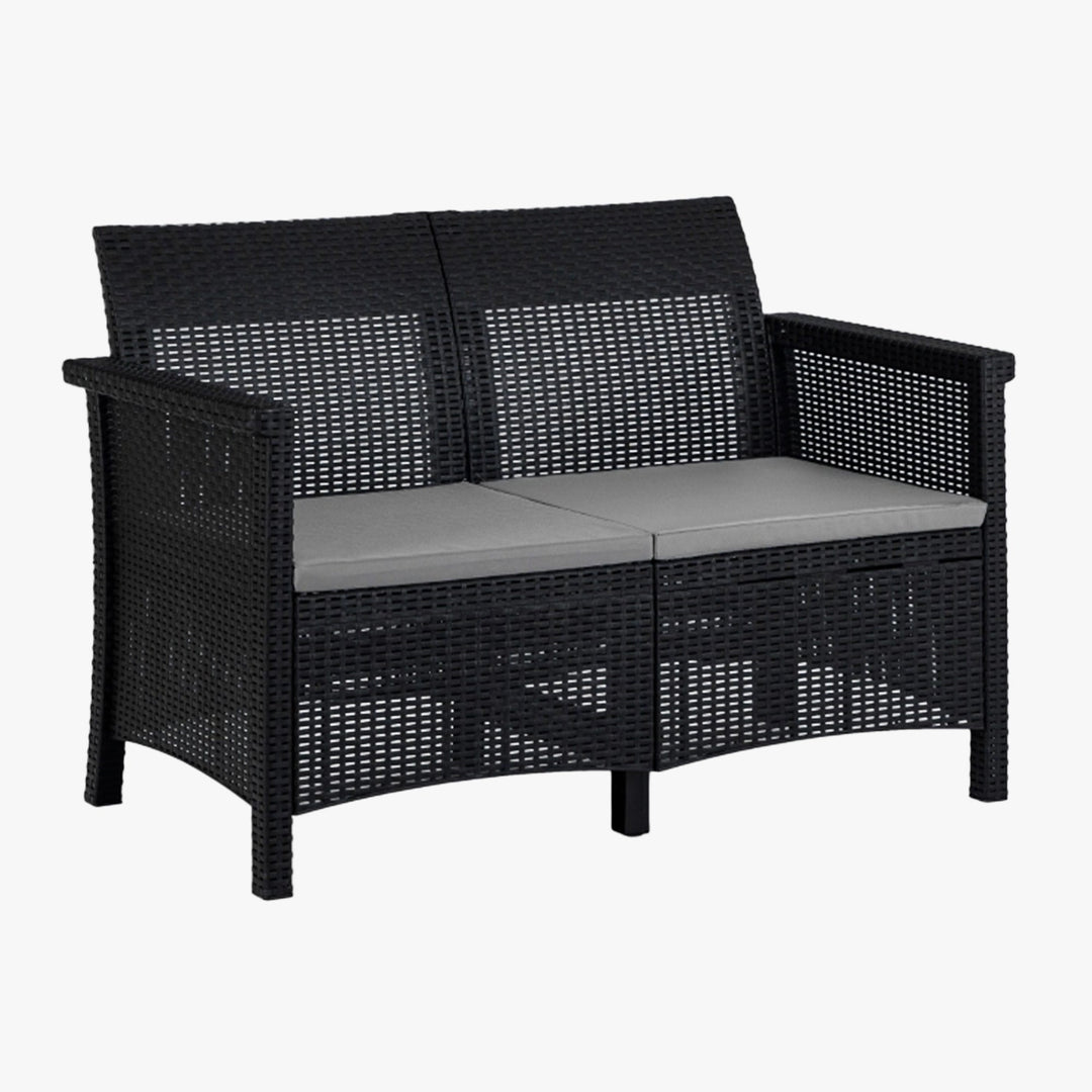 BRENTA Ensemble de mobilier de jardin 4 places avec table noir - AMIRELLI