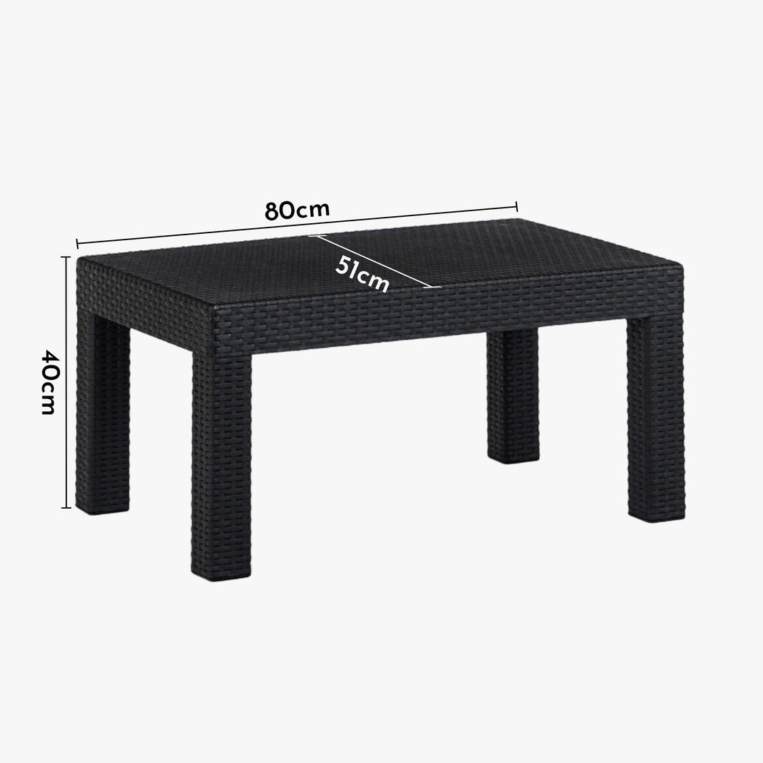 BRENTA Ensemble de mobilier de jardin 4 places avec table noir - AMIRELLI