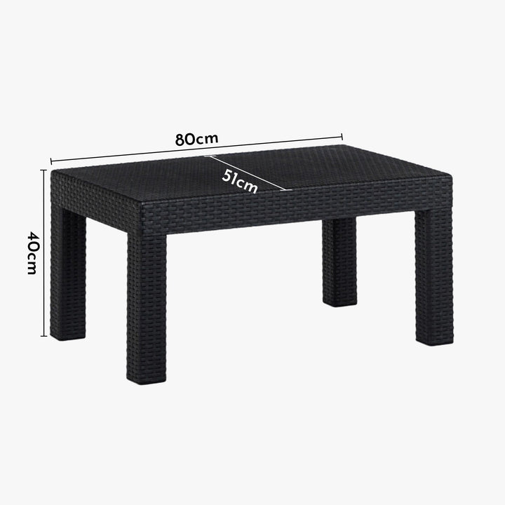 BRENTA Ensemble de mobilier de jardin 4 places avec table noir - AMIRELLI
