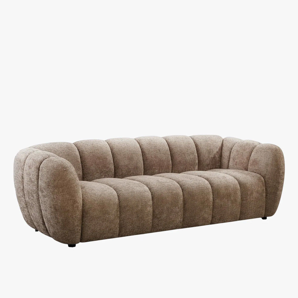 CAMILLE Canapé 3 places en tissu taupe foncé - AMIRELLI