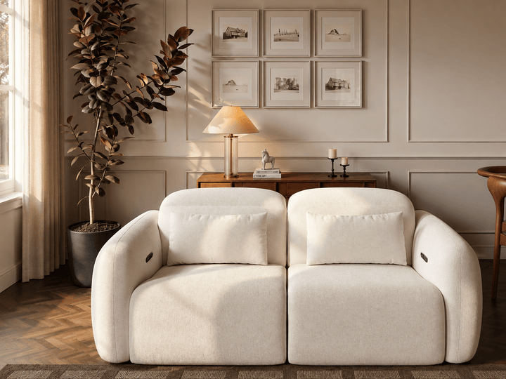 Canapé inclinable électrique zéro gravité en chenille 226 cm 2 places avec oreillers et port USB - AMIRELLI