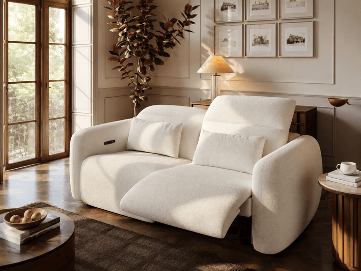 Canapé inclinable électrique zéro gravité en chenille 226 cm 2 places avec oreillers et port USB - AMIRELLI