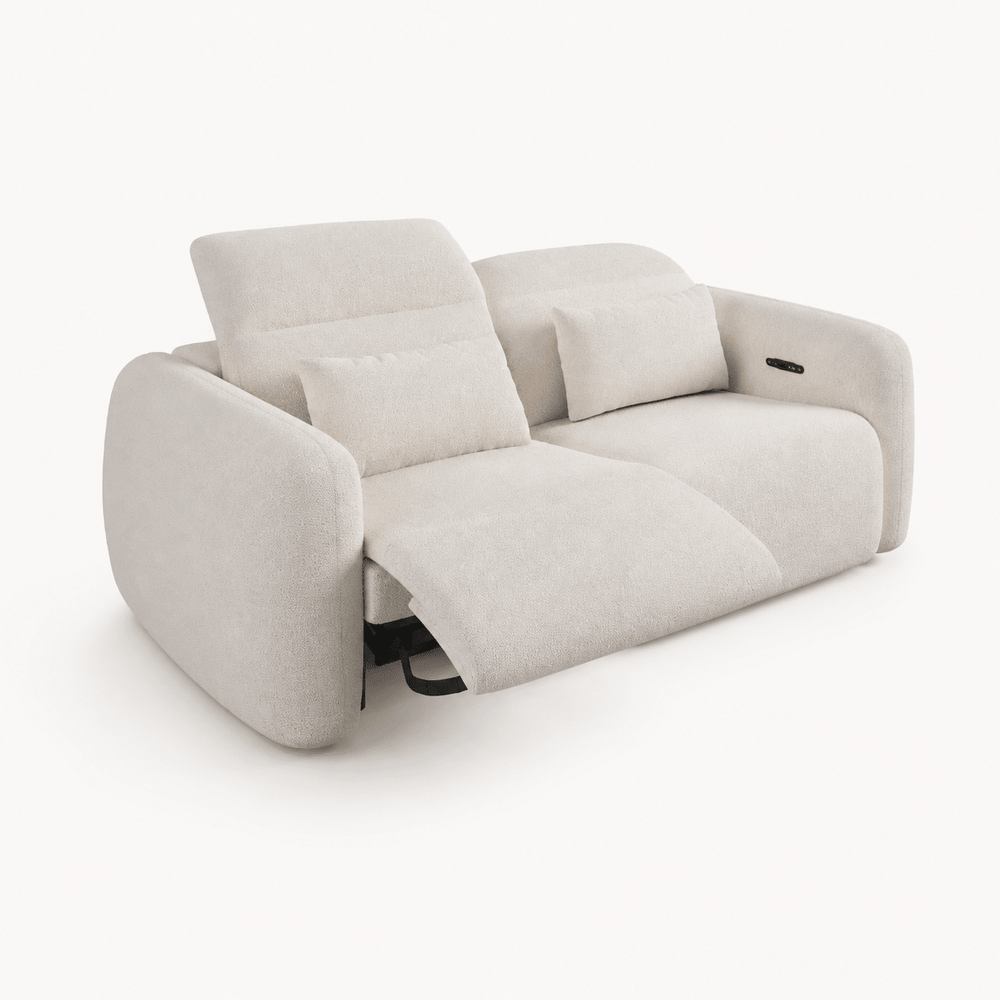 Canapé inclinable électrique zéro gravité en chenille 226 cm 2 places avec oreillers et port USB - AMIRELLI
