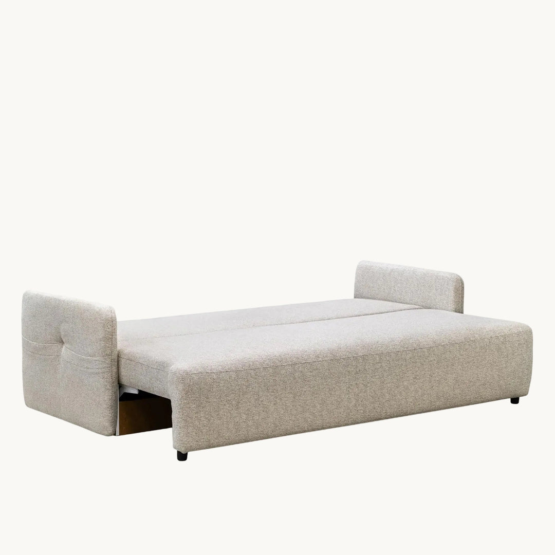 CARLA Canapé 3 places convertible en tissu beige - AMIRELLI