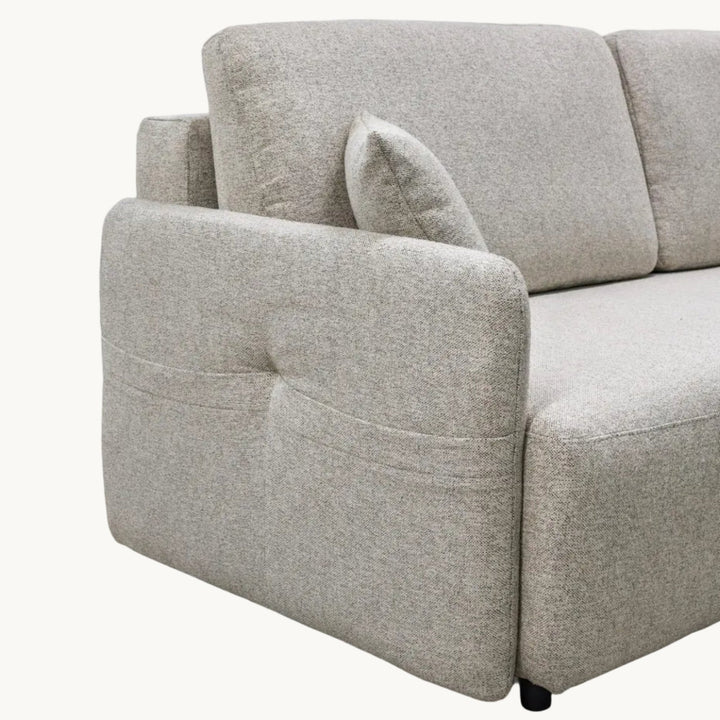 CARLA Canapé 3 places convertible en tissu beige - AMIRELLI