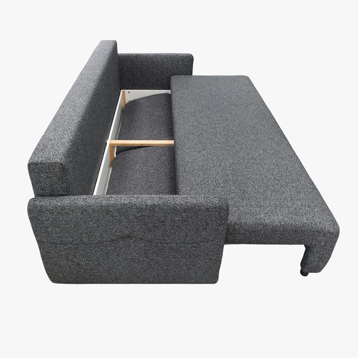 CARLA Canapé 3 places convertible en tissu gris - AMIRELLI