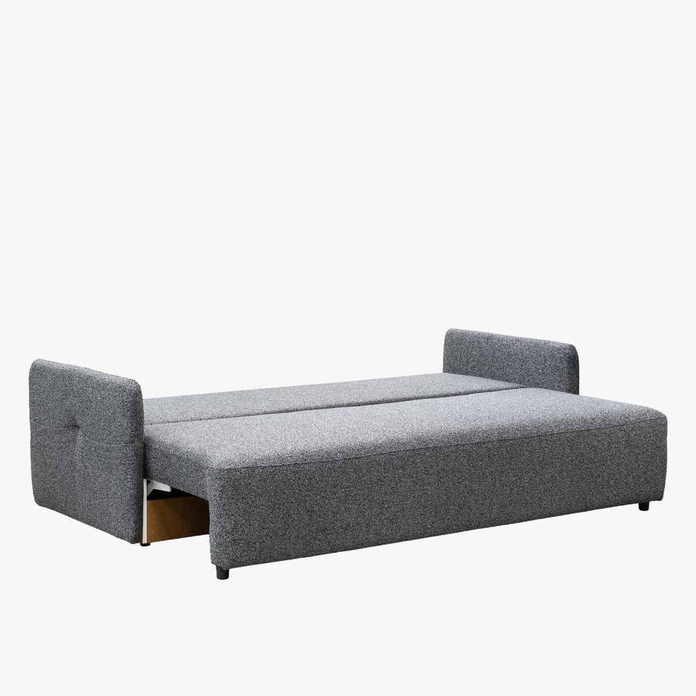 CARLA Canapé 3 places convertible en tissu gris - AMIRELLI