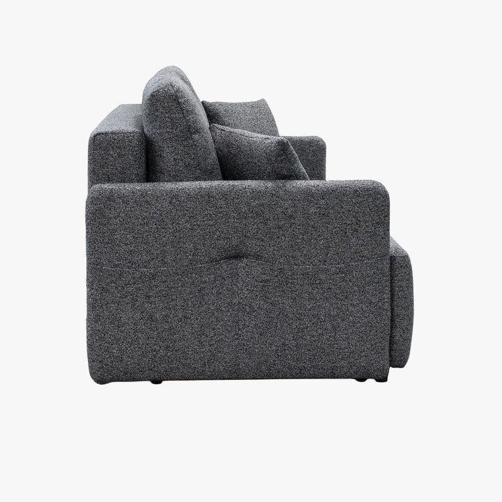 CARLA Canapé 3 places convertible en tissu gris - AMIRELLI