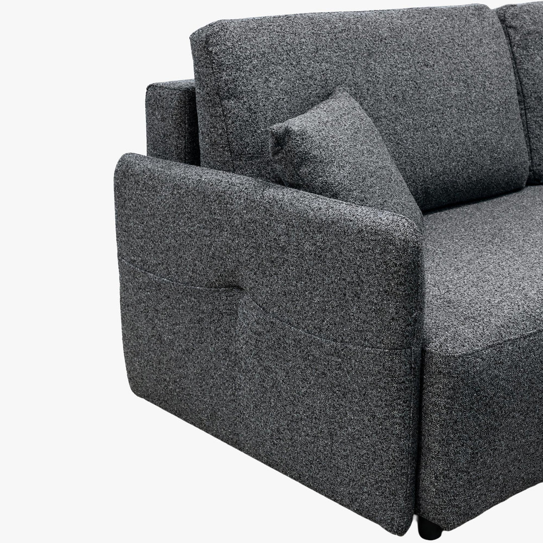 CARLA Canapé 3 places convertible en tissu gris - AMIRELLI