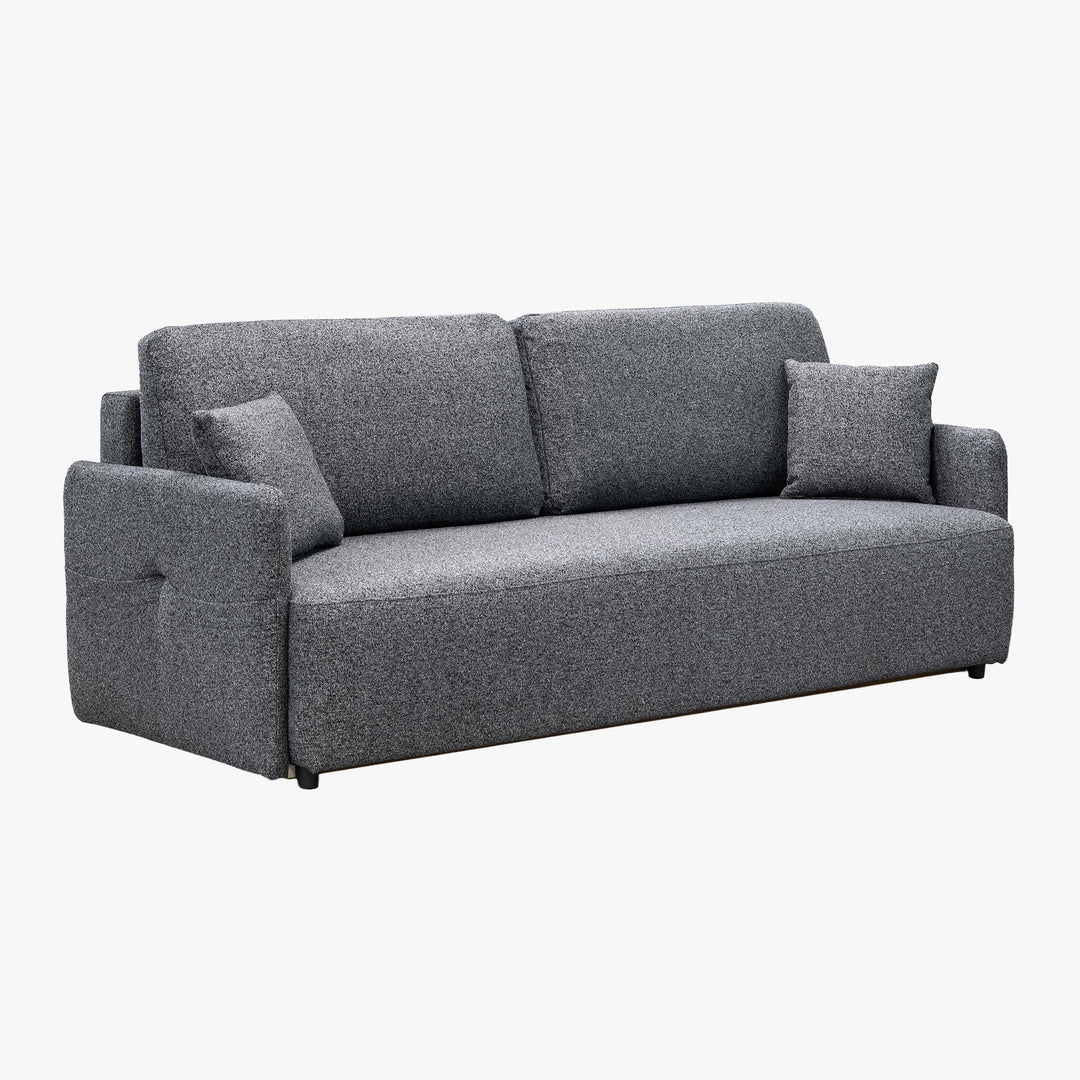 CARLA Canapé 3 places convertible en tissu gris - AMIRELLI