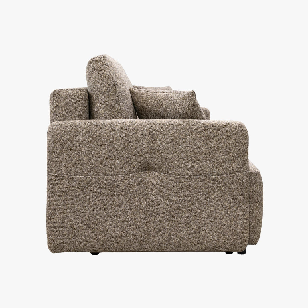 CARLA Canapé 3 places convertible en tissu taupe - AMIRELLI