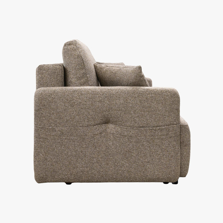CARLA Canapé 3 places convertible en tissu taupe - AMIRELLI