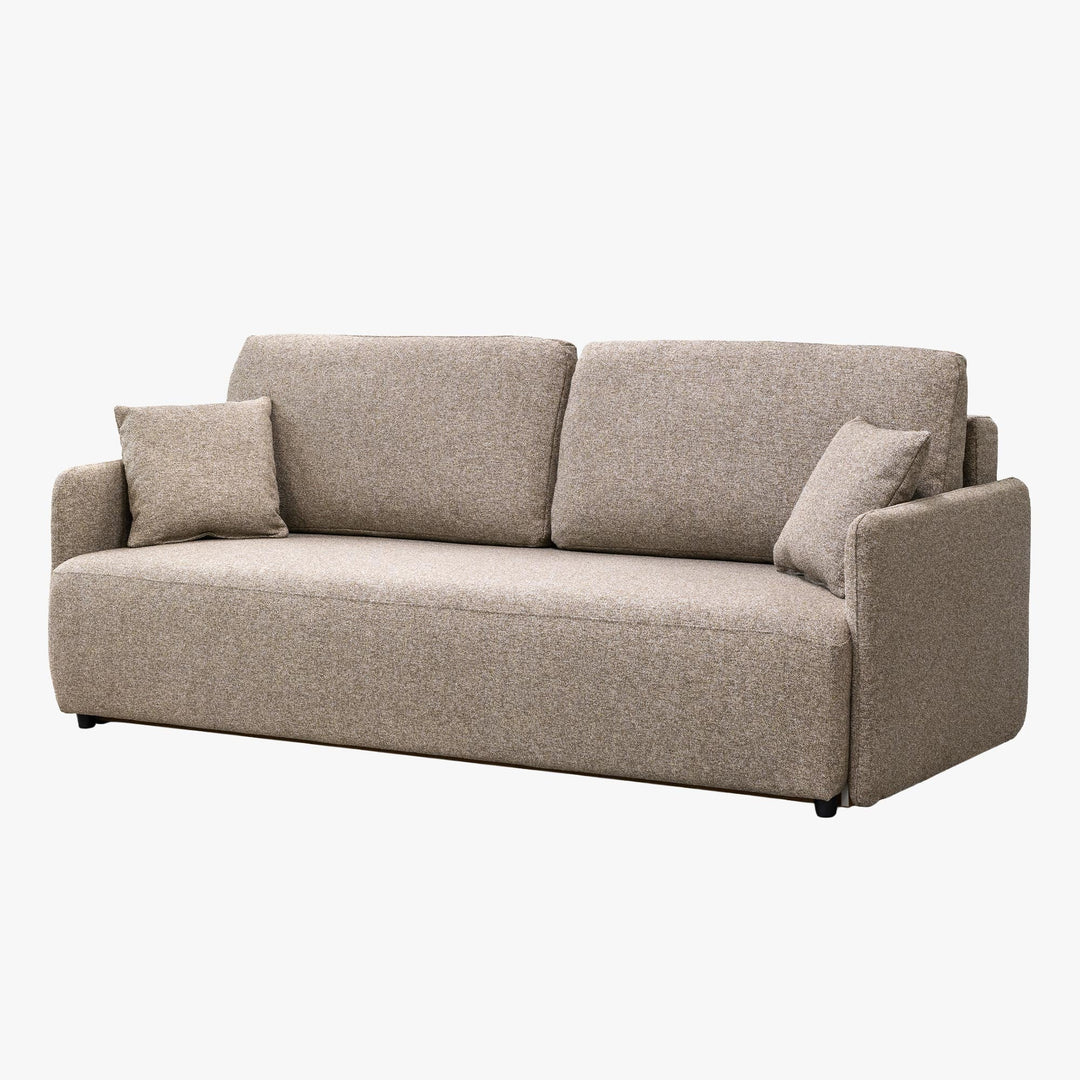 CARLA Canapé 3 places convertible en tissu taupe - AMIRELLI