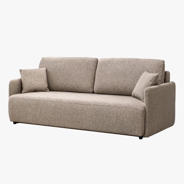 CARLA Canapé 3 places convertible en tissu taupe - AMIRELLI