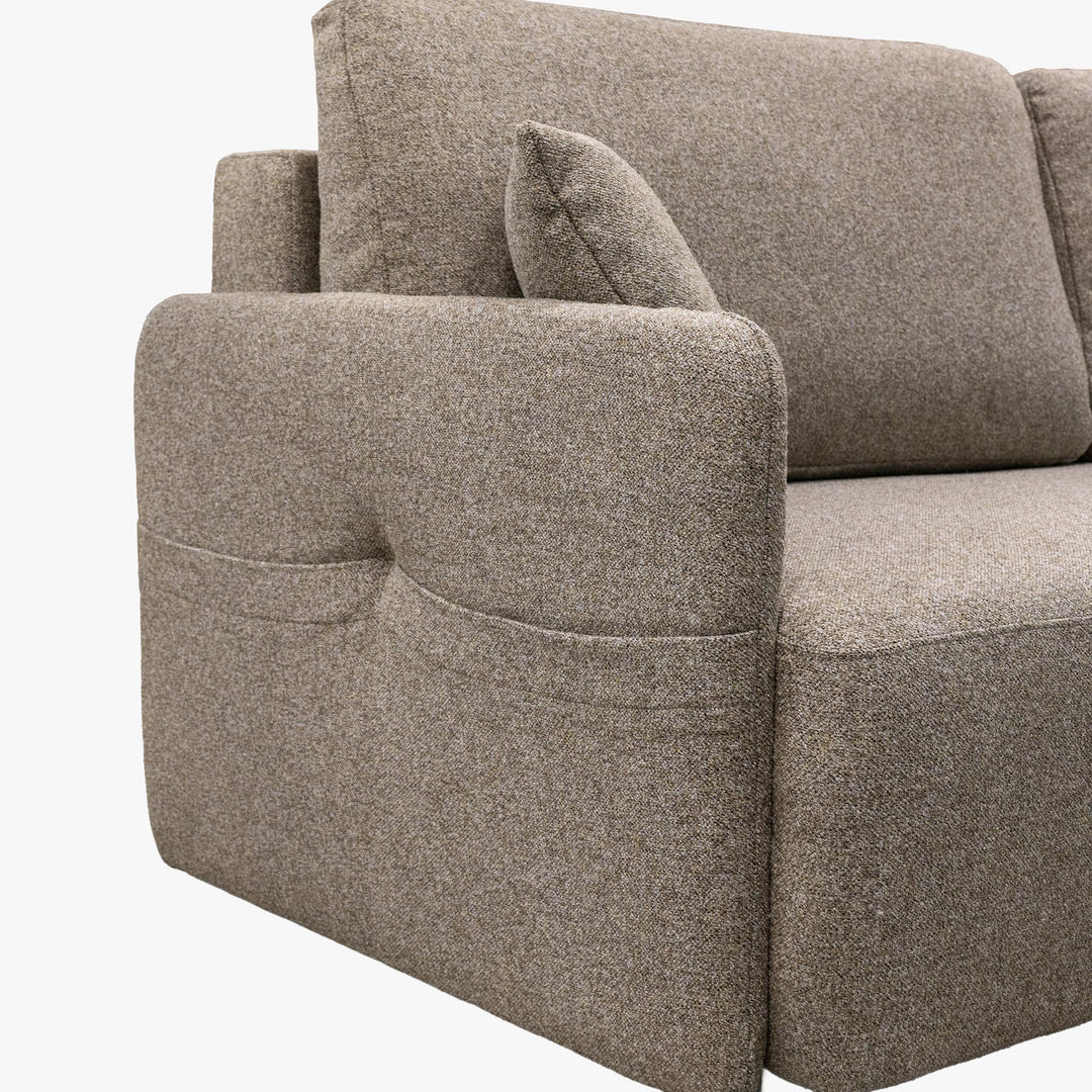 CARLA Canapé 3 places convertible en tissu taupe - AMIRELLI
