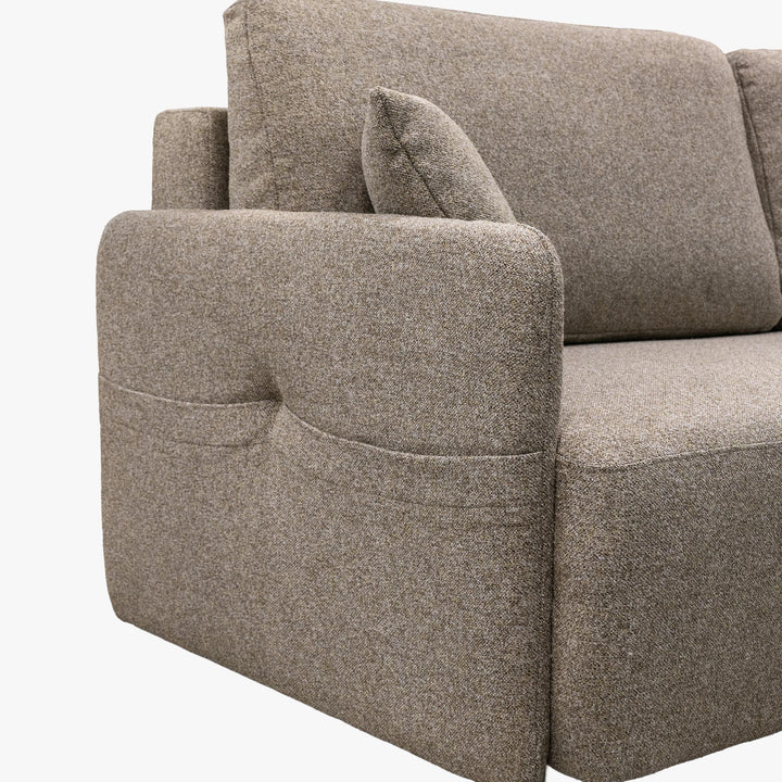 CARLA Canapé 3 places convertible en tissu taupe - AMIRELLI