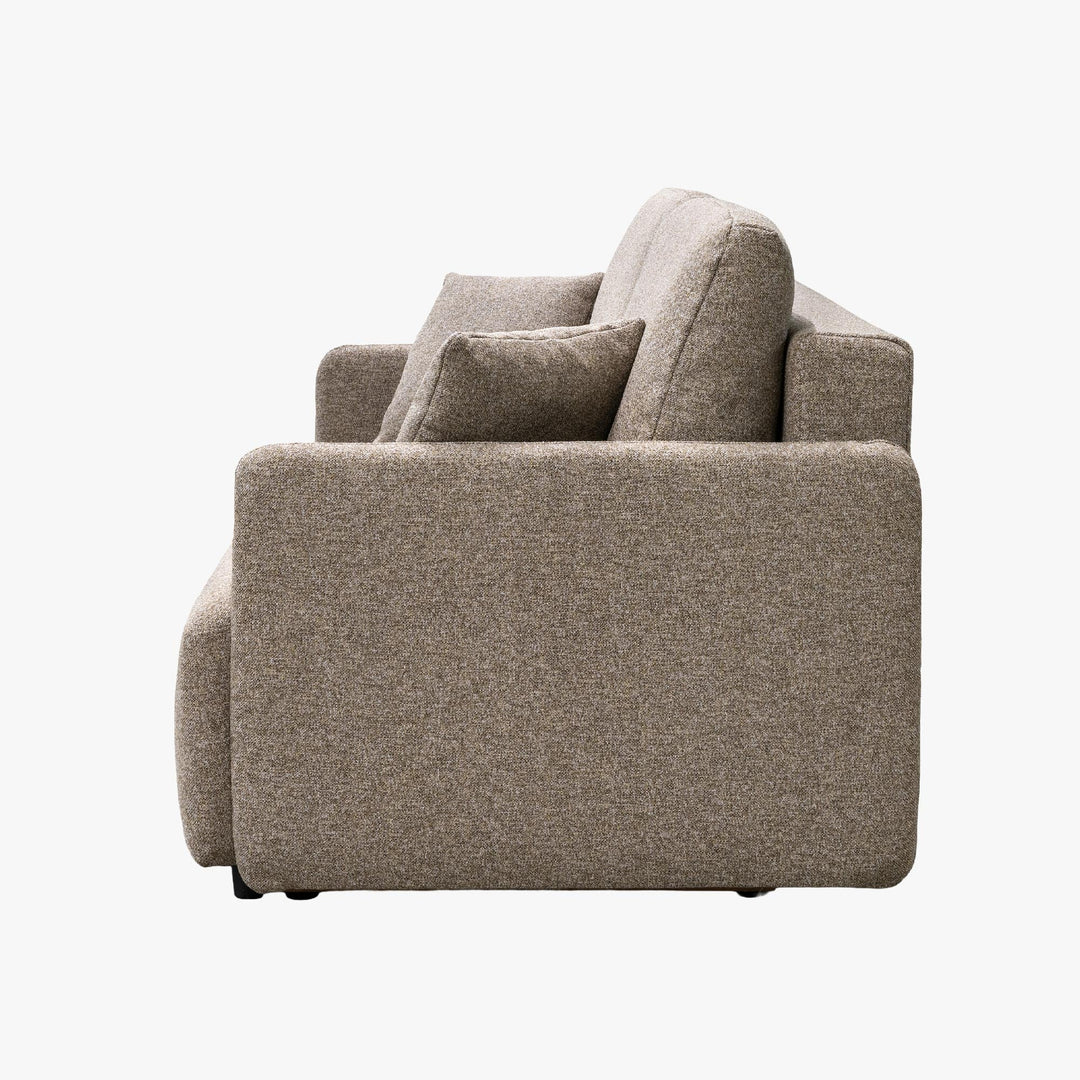 CARLA Canapé 3 places convertible en tissu taupe - AMIRELLI