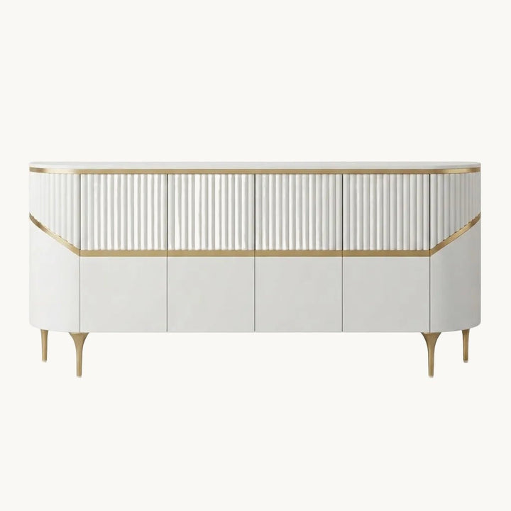 DALIAN – Buffet Design 4 Portes Blanc &amp; Doré - AMIRELLI
