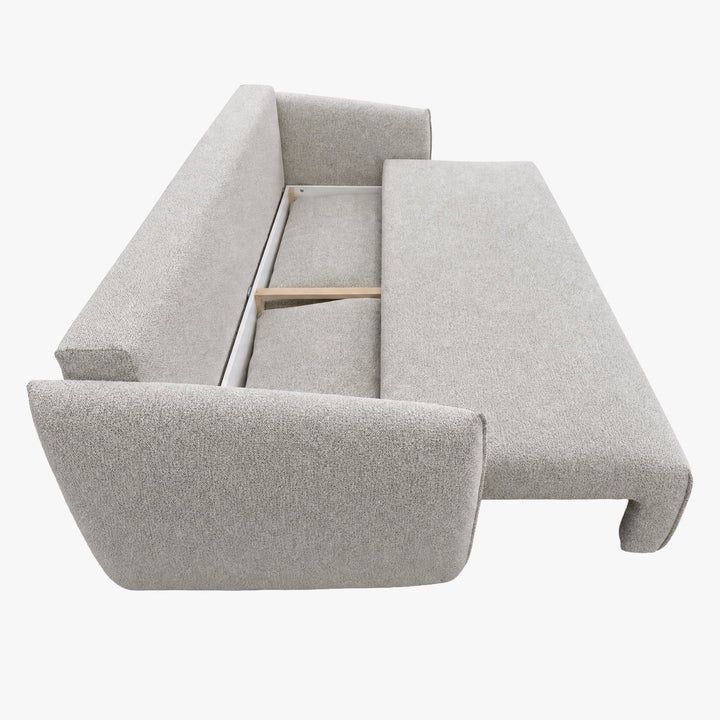 DAYLA Canapé 3 places convertible en tissu beige - AMIRELLI