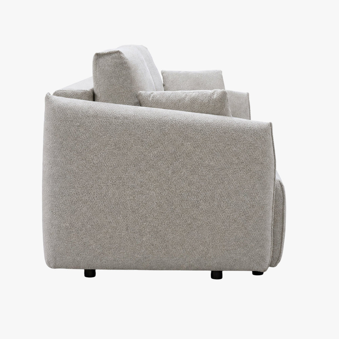 DAYLA Canapé 3 places convertible en tissu beige - AMIRELLI