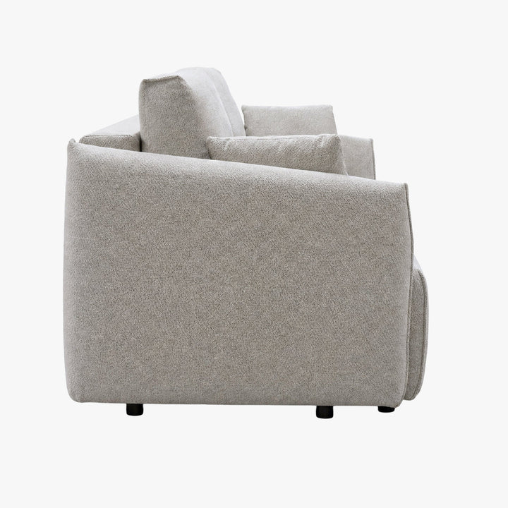 DAYLA Canapé 3 places convertible en tissu beige - AMIRELLI