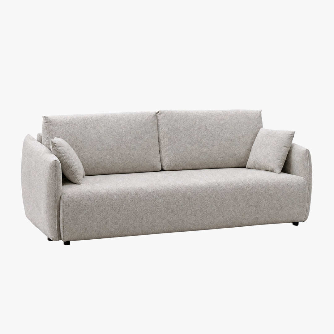 DAYLA Canapé 3 places convertible en tissu beige - AMIRELLI