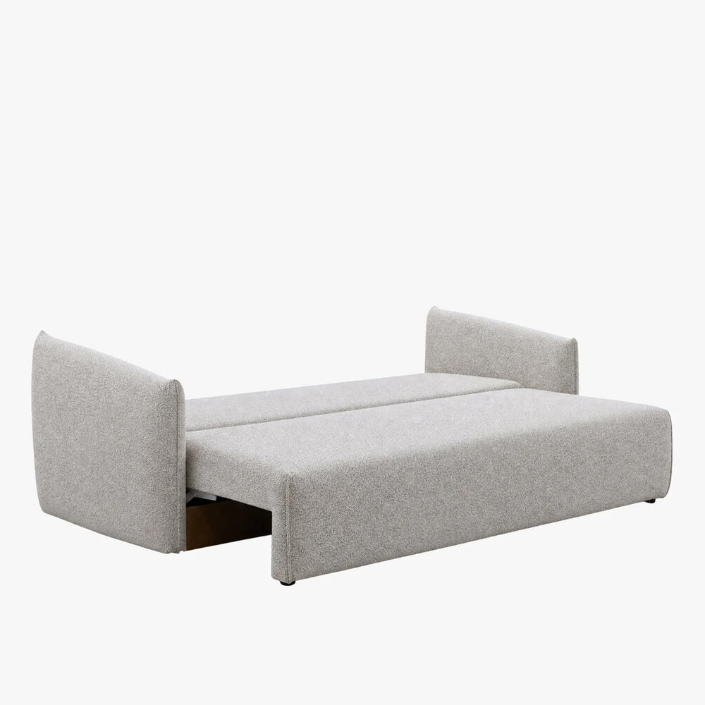 DAYLA Canapé 3 places convertible en tissu beige - AMIRELLI