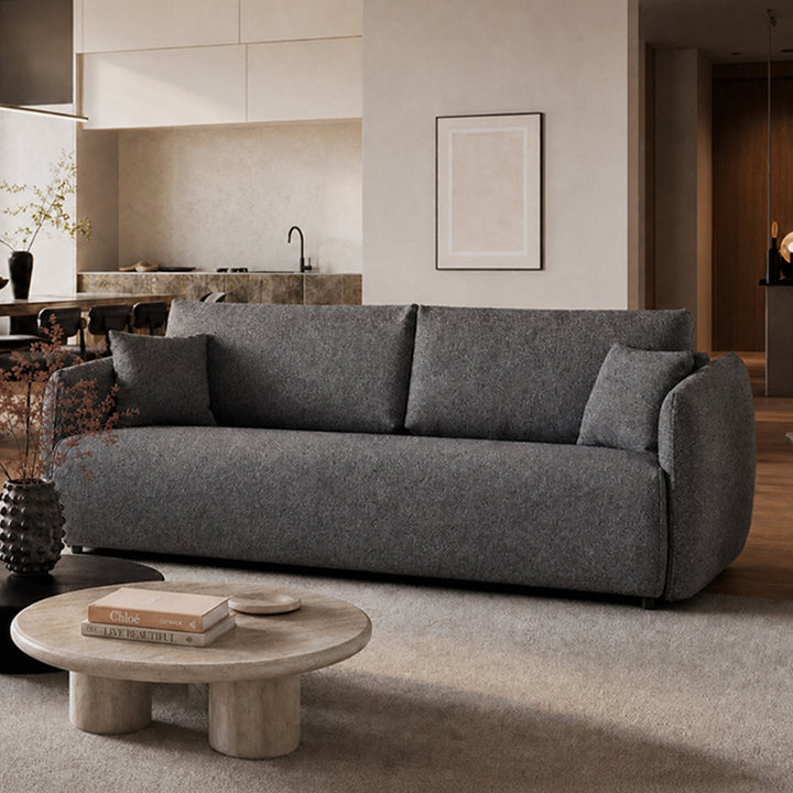 DAYLA Canapé 3 places convertible en tissu bleu - AMIRELLI
