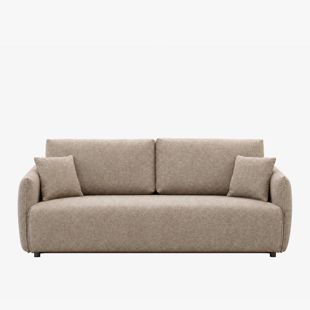 DAYLA Canapé 3 places convertible en tissu taupe - AMIRELLI