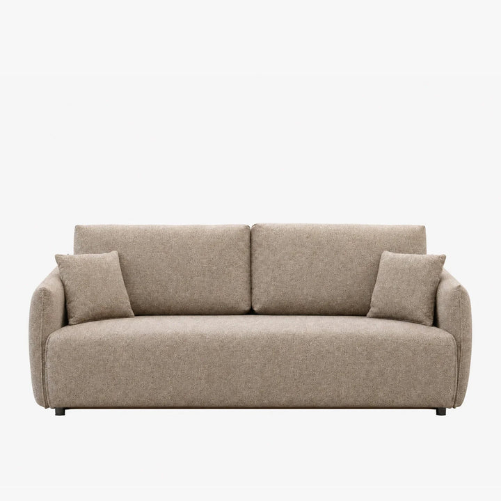 DAYLA Canapé 3 places convertible en tissu taupe - AMIRELLI
