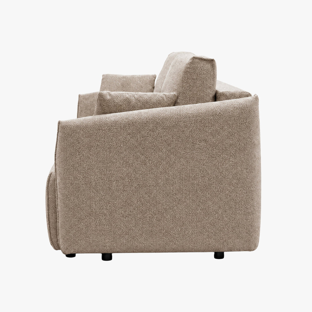 DAYLA Canapé 3 places convertible en tissu taupe - AMIRELLI