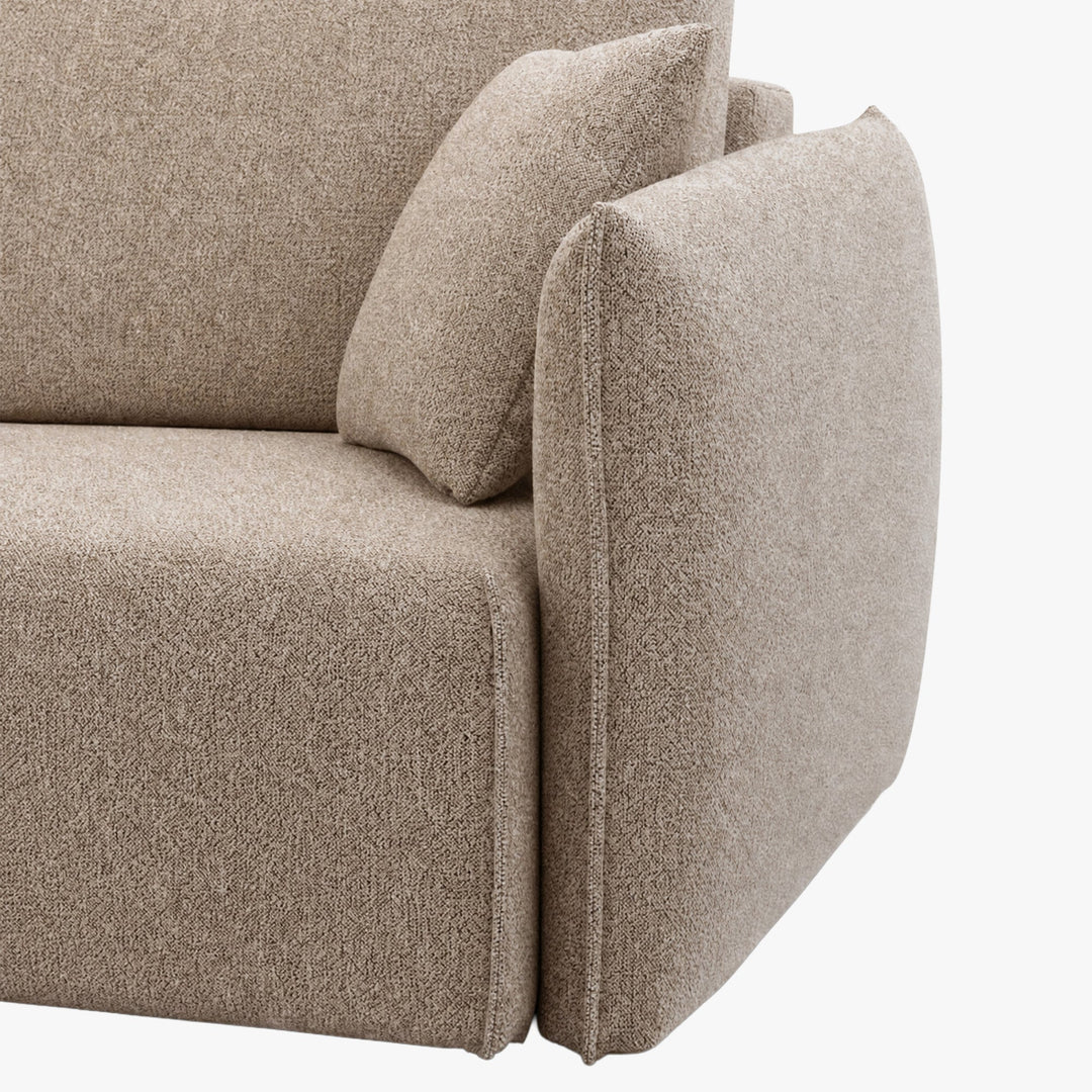 DAYLA Canapé 3 places convertible en tissu taupe - AMIRELLI