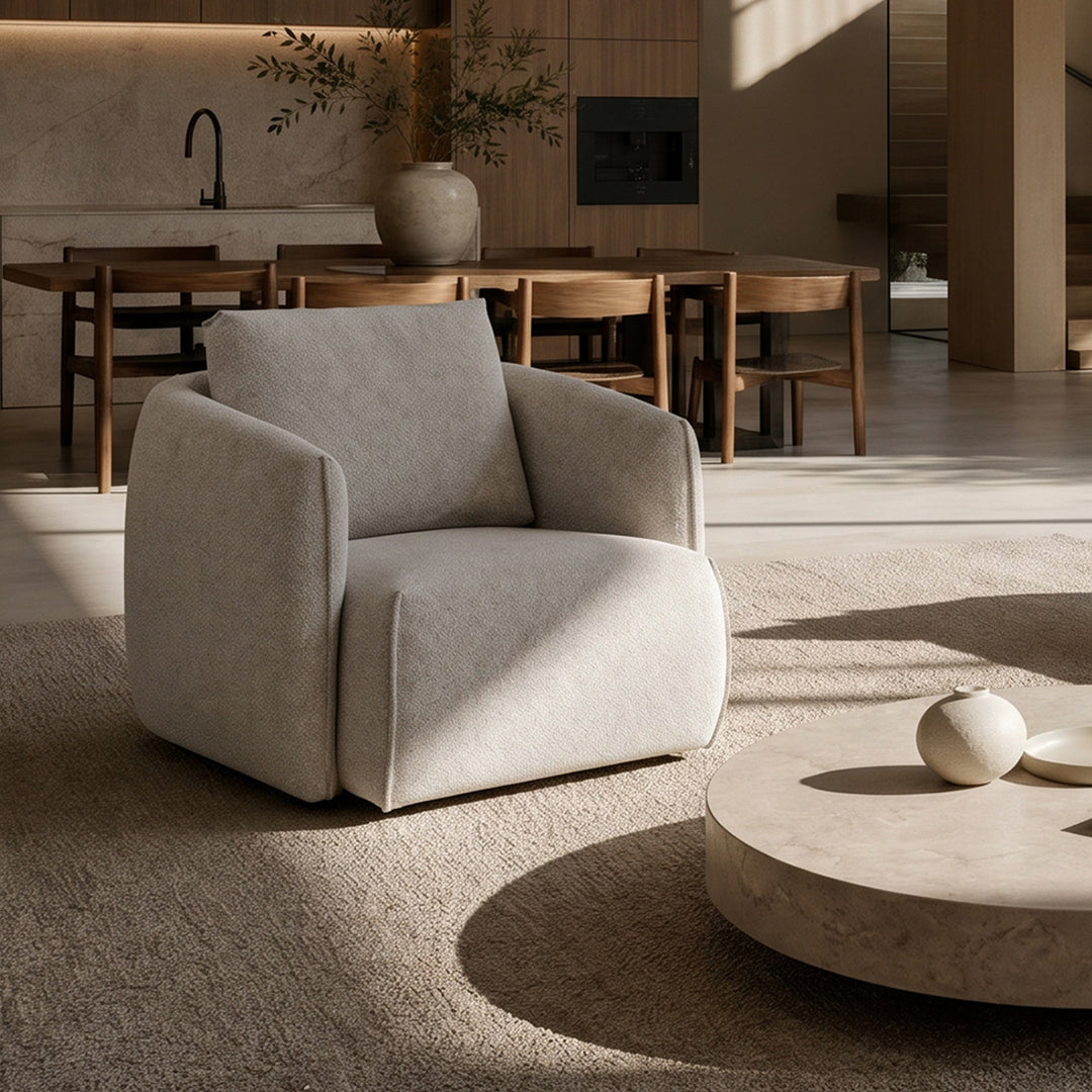 DAYLA Fauteuil en tissu beige - AMIRELLI