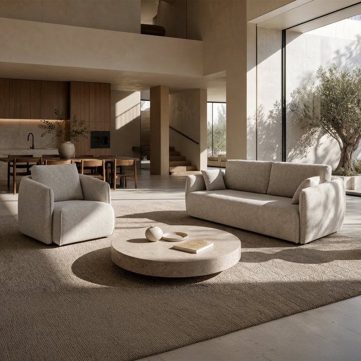 DAYLA Fauteuil en tissu beige - AMIRELLI