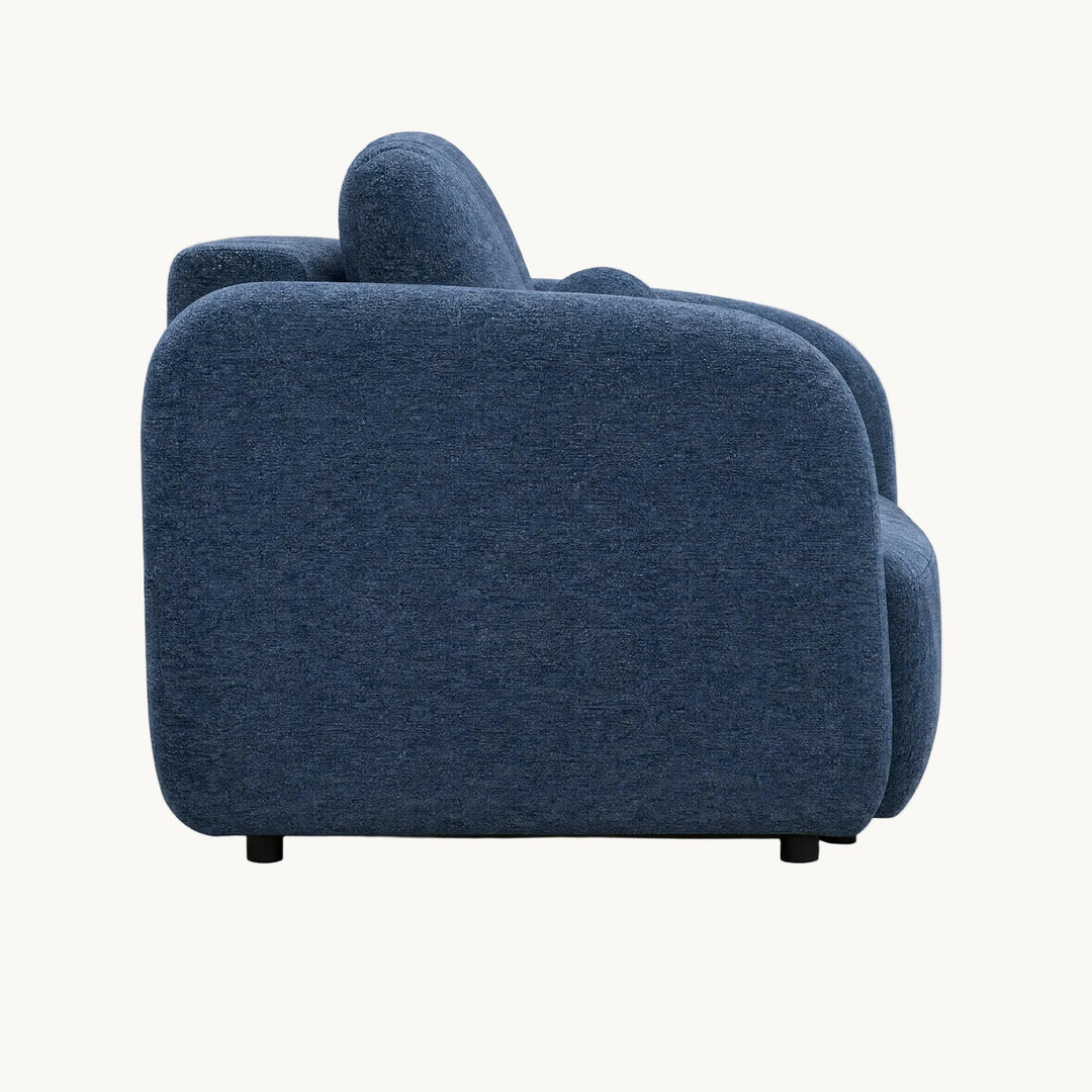 DRIXY Canapé 3 places convertible avec coffre en tissu bleu foncé - AMIRELLI