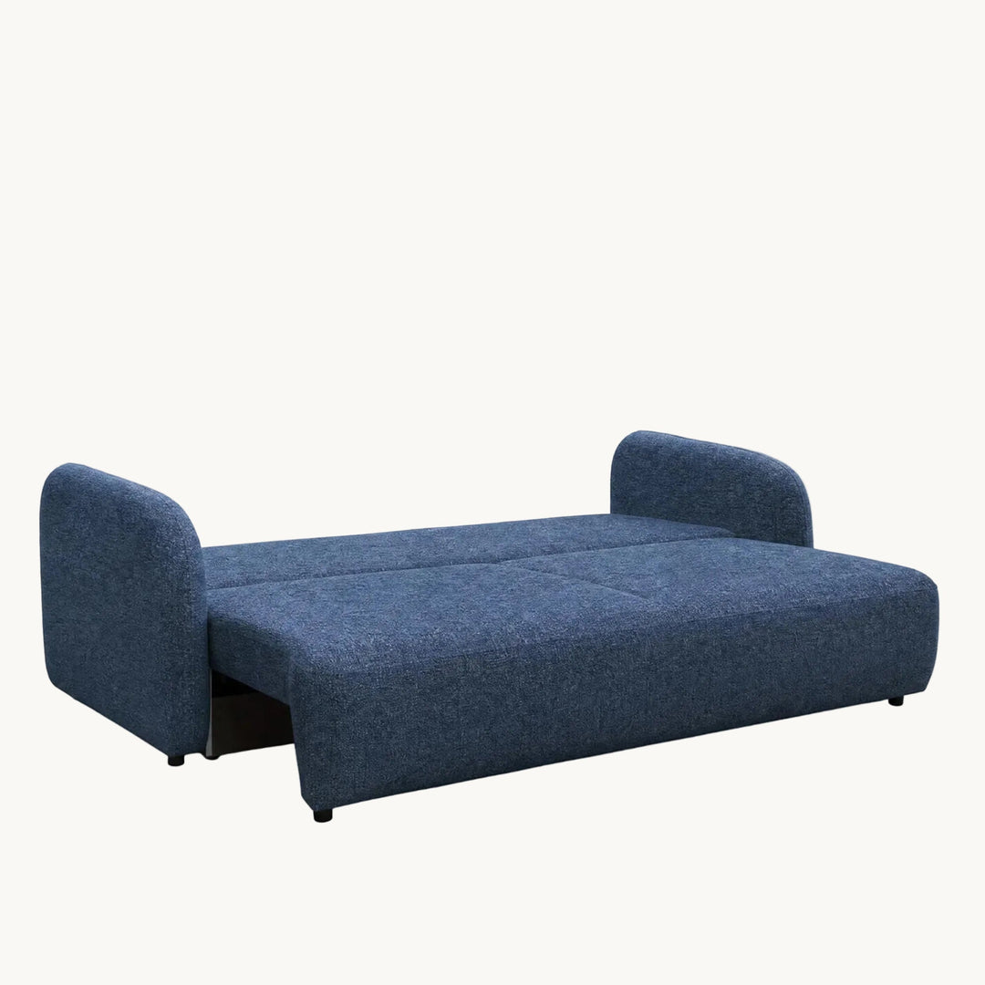 DRIXY Canapé 3 places convertible avec coffre en tissu bleu foncé - AMIRELLI