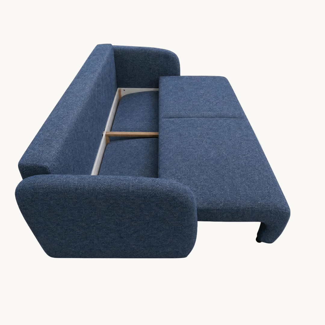 DRIXY Canapé 3 places convertible avec coffre en tissu bleu foncé - AMIRELLI