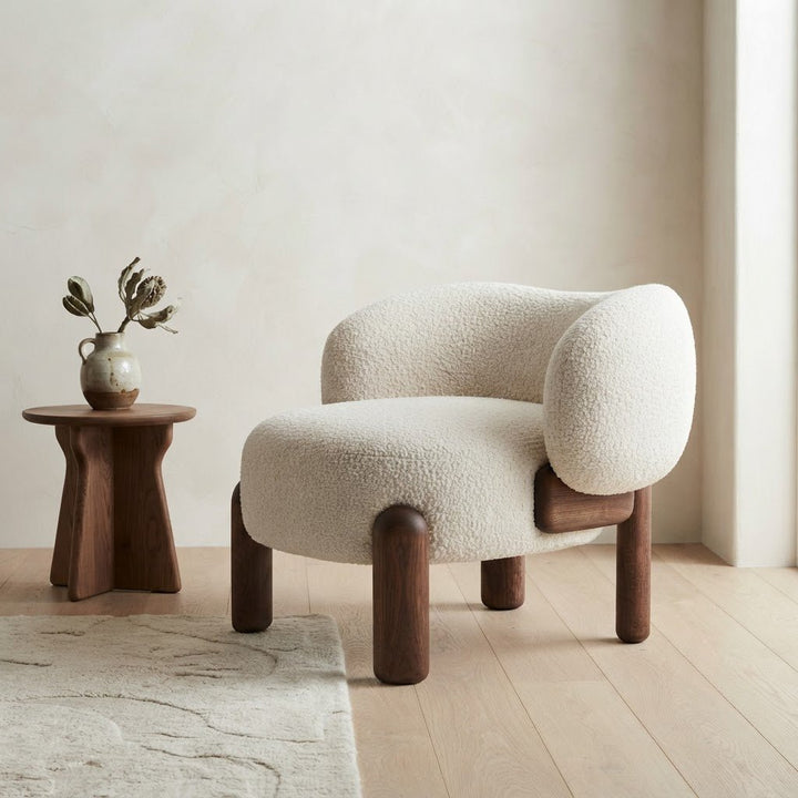 DURBAN – Fauteuil Design en Tissu Bouclette - AMIRELLI