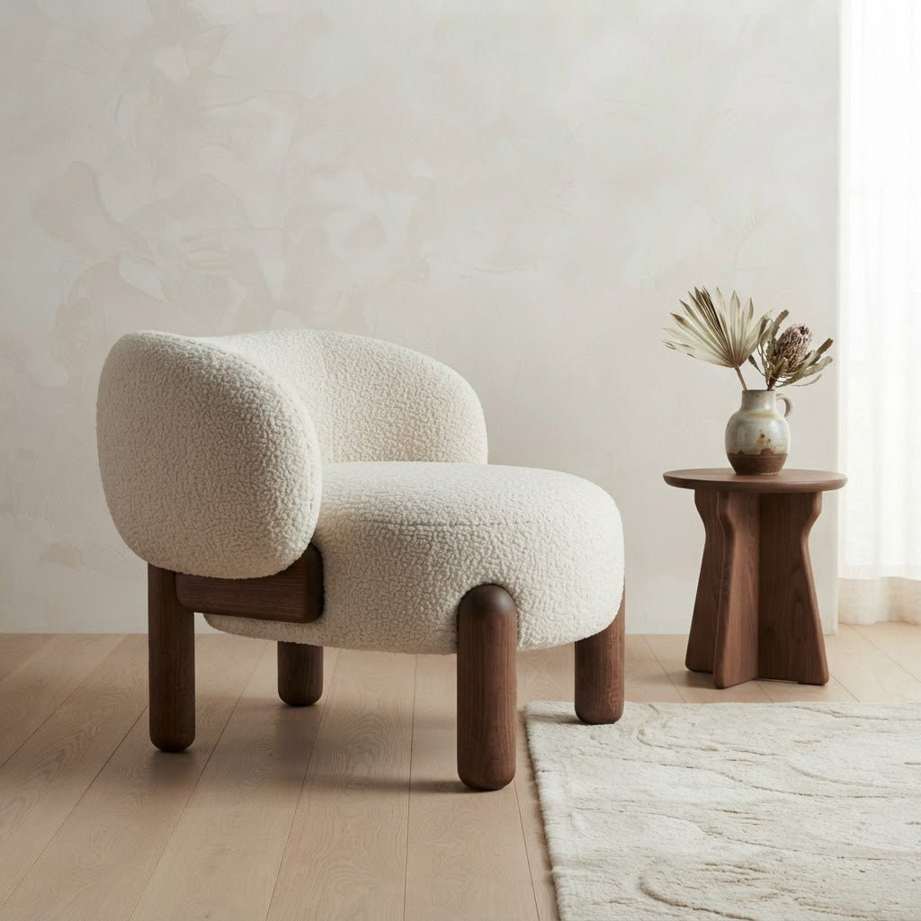 DURBAN – Fauteuil Design en Tissu Bouclette - AMIRELLI