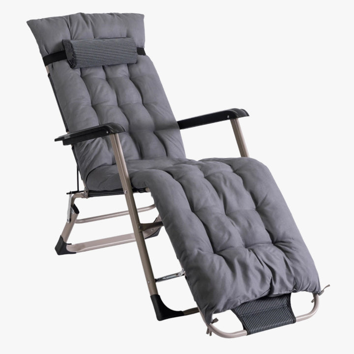 EDISON Fauteuil inclinable en tissu gris pieds en métal beige - AMIRELLI